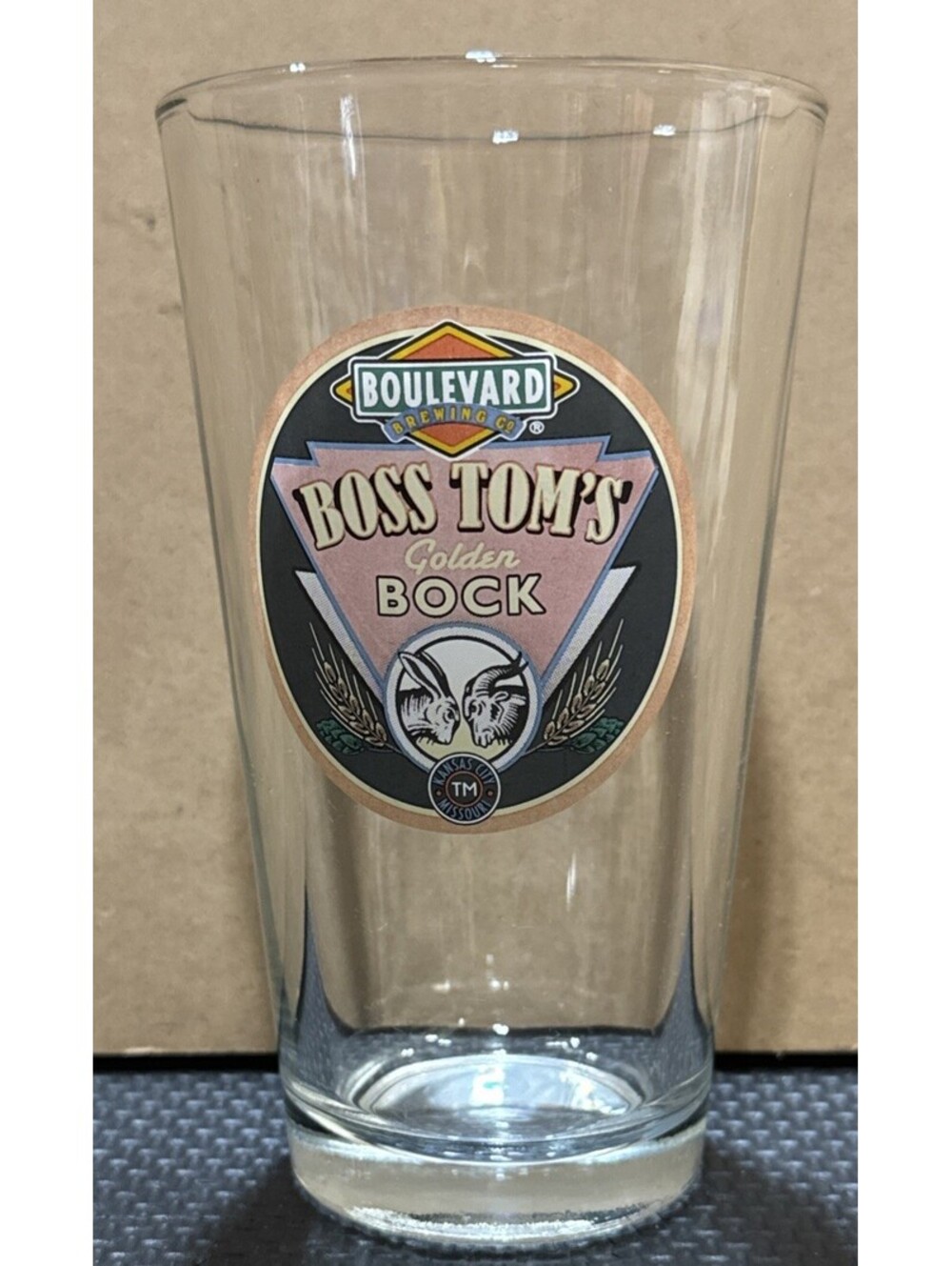 Boulevard Brewing Co Pint Glass | Boss Tom’s Golden Bock | Kansas City Mo.